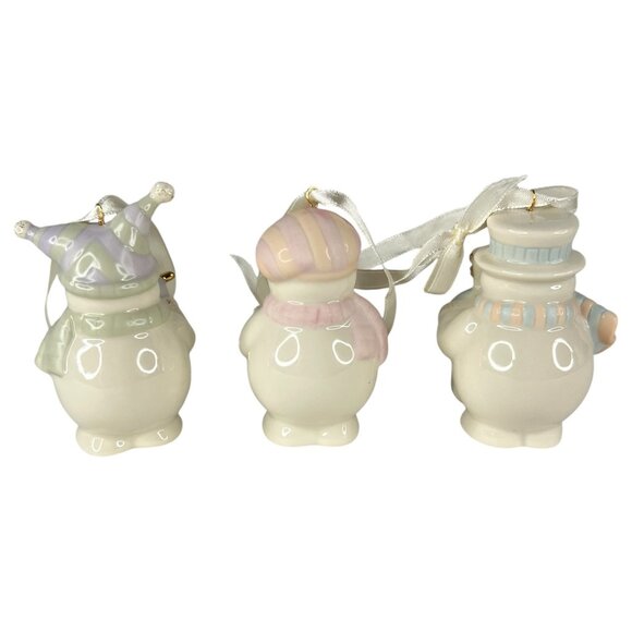 3 Lenox Snowman Christmas Ornaments Standabouts Figurine Set Musician Drum Flute - Picture 3 of 9
